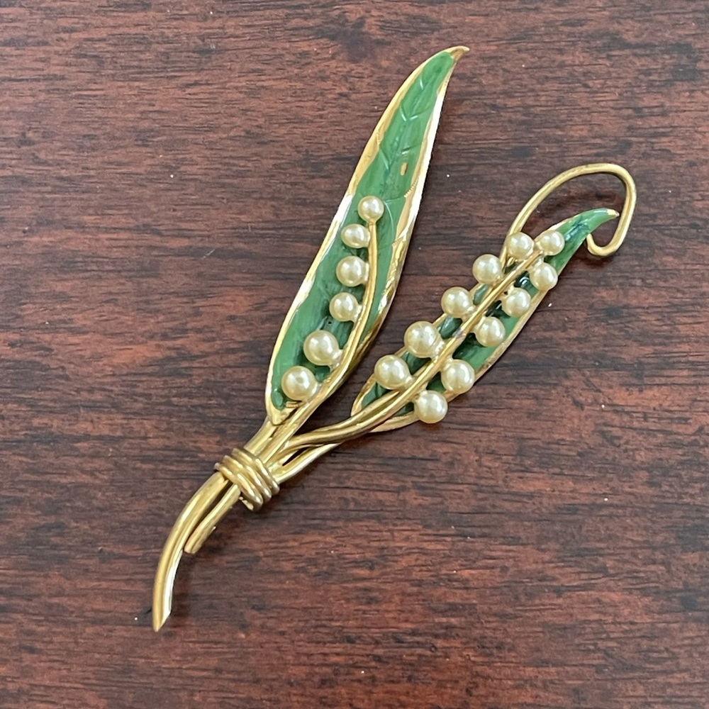 1950s Lily of the valley pin brooch - Picture 2 of 6